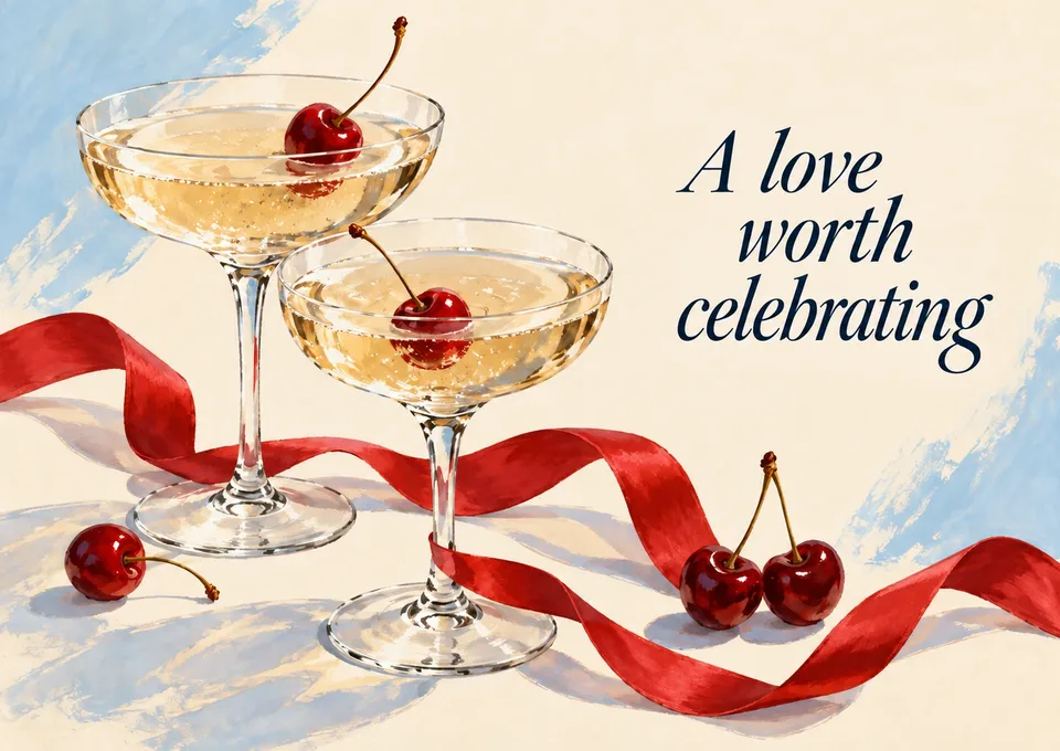 Ett varmt kort för bröllopsdagen: A Love Worth Celebrating.