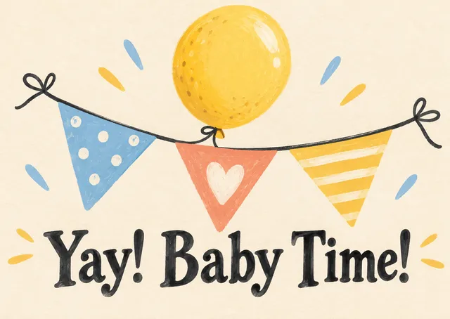 Envía esta tarjeta grande y alegre de baby shower a tu hermana o hermano para celebrar al bebé que está por llegar. Transmite alegría y ganas de celebrar, con un mensaje listo para exclamar.