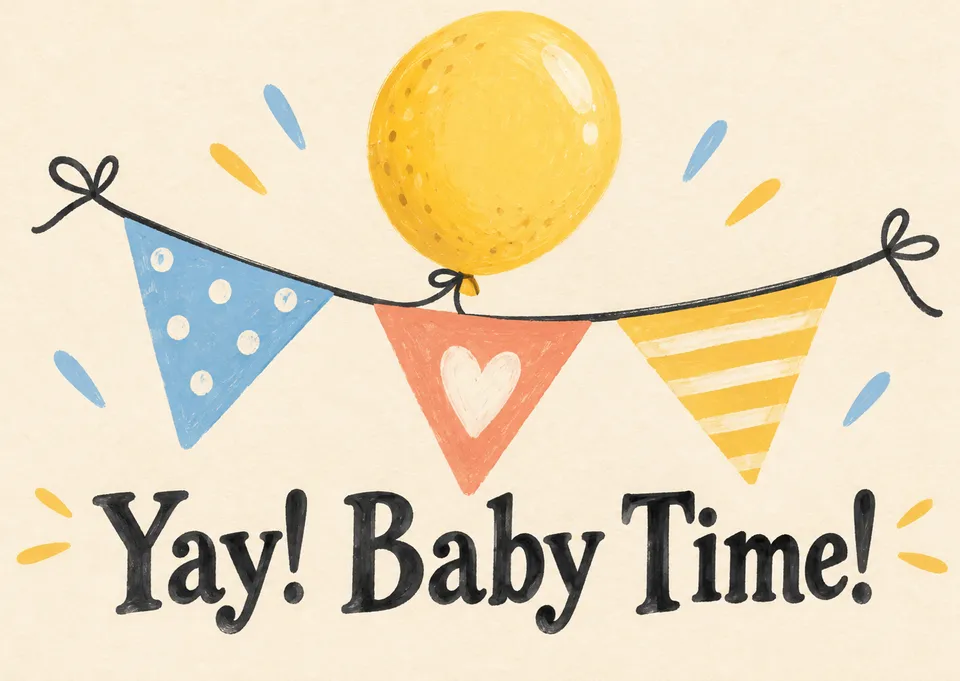 Send this big, bright baby shower card to your sister or brother to celebrate the soon-arriving baby. It feels joyful and celebratory with an exclamation-ready message.
