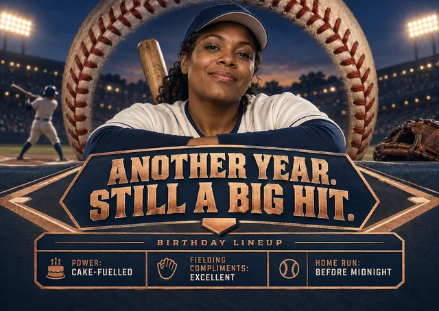 A funny birthday card for an adult friend who still knocks it out of the park. Its sporty collectible look and bold headline make it a playful, confident pick.
