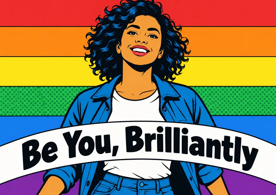 A bold pride card celebrating confidence and identity, perfect for a friend, partner or anyone embracing who they are.