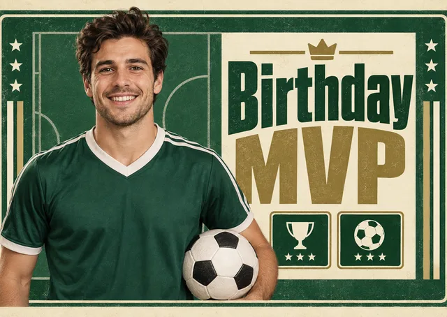 A fun birthday card for a friend or family member who is the star of every team. Its sporty player-card look makes a celebratory, personal hello that is easy to send.