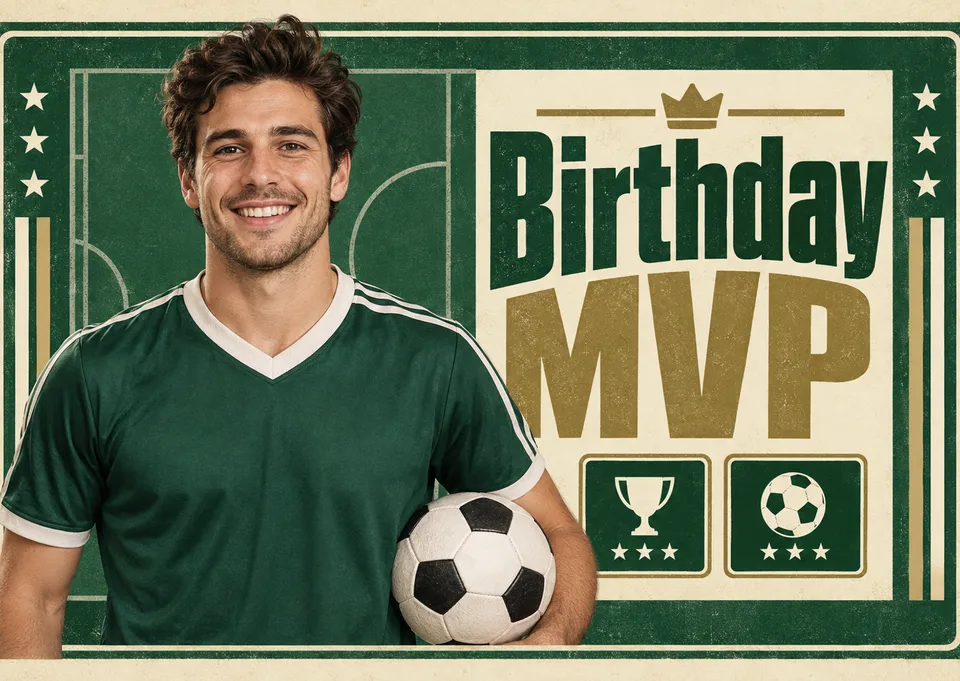 A fun birthday card for a friend or family member who is the star of every team. Its sporty player-card look makes a celebratory, personal hello that is easy to send.