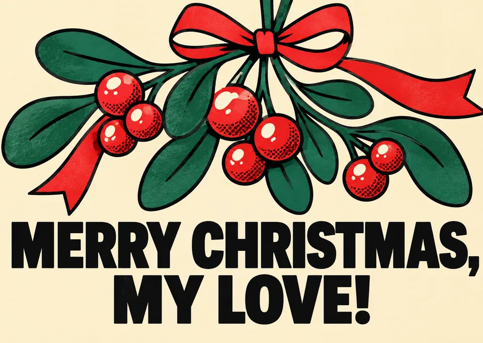 A big, joyful Christmas card for a partner who loves festive energy. Perfect when you want to celebrate the season together with bold, happy spirit.