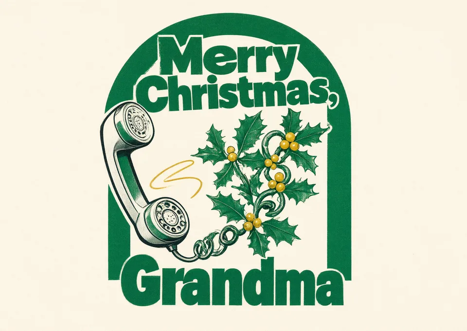 A witty Christmas card for a grandparent, featuring a clever collage that feels both festive and personal. Big joy, delivered with confidence.