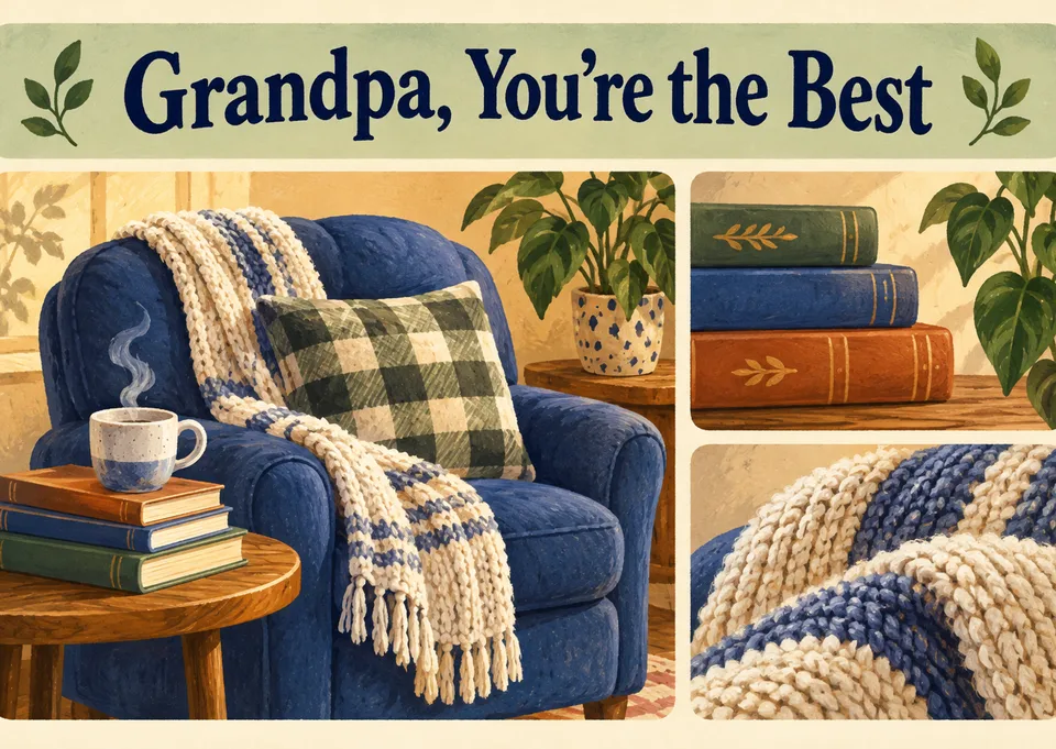 A warm and inviting Father's Day card for a special grandfather. Perfect for celebrating his cozy spirit and the quiet moments you share together.
