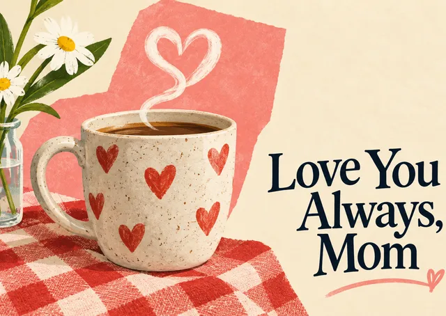 A sweet, cozy Valentine’s Day card for your mom. It feels warm and loving, with a comforting at-home touch she’ll appreciate.