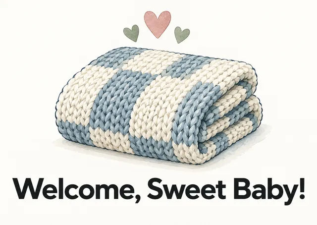 Una tarjeta dulce y acogedora de baby shower para un abuelo o una abuela. Resulta cálida y reconfortante, con una sencilla bienvenida para el pequeño que viene en camino.