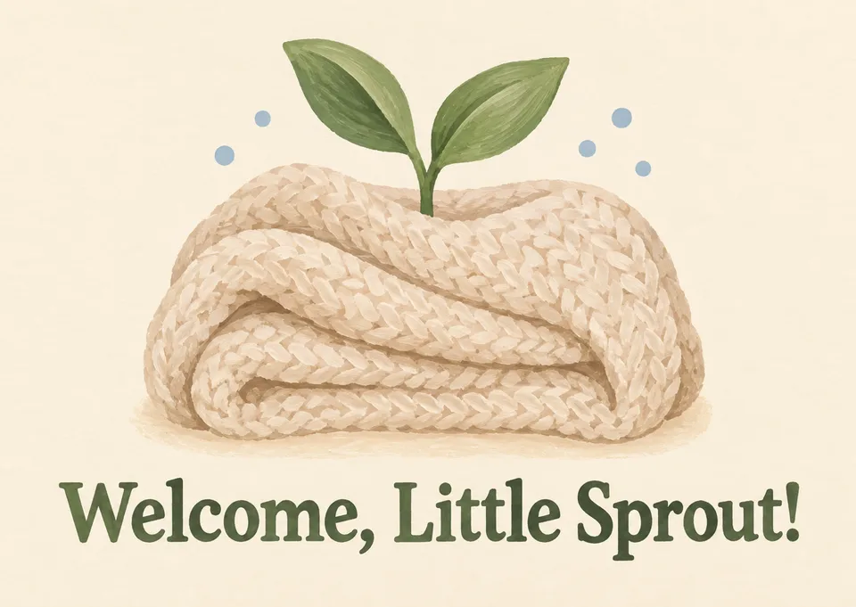 A sweet baby shower card for a child, with a cozy sprout and gentle sprinkle accents. It feels warm, welcoming, and made for celebrating a new little one.