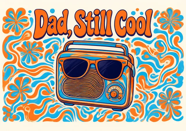A cool Father's Day card for your dad. It features a retro radio and a warm, hopeful message that he's still got it.