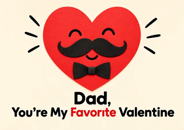 A sweet and silly Valentine for dad from a child, with a playful heart and a gentle joke that brings a warm smile.