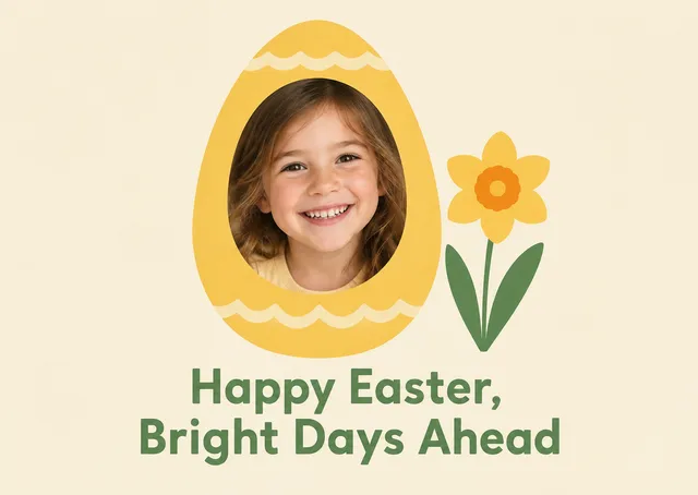 A warm Easter card for anyone you love, with a cheerful egg and spring flowers to wish them bright days ahead.