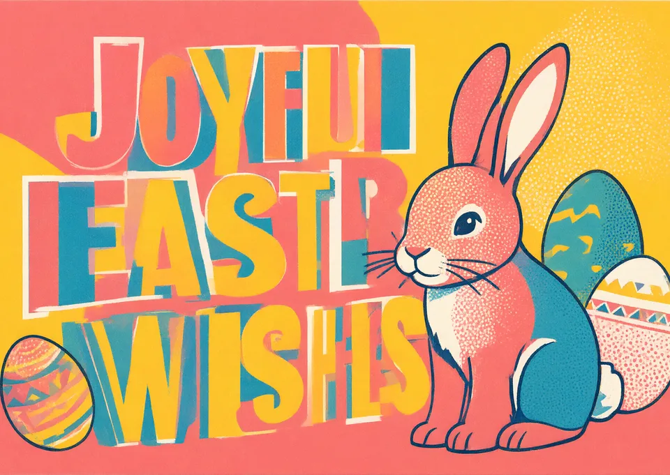 A cheerful Easter card for anyone, featuring a cute bunny and bright wishes. Perfect for sending warm spring greetings.