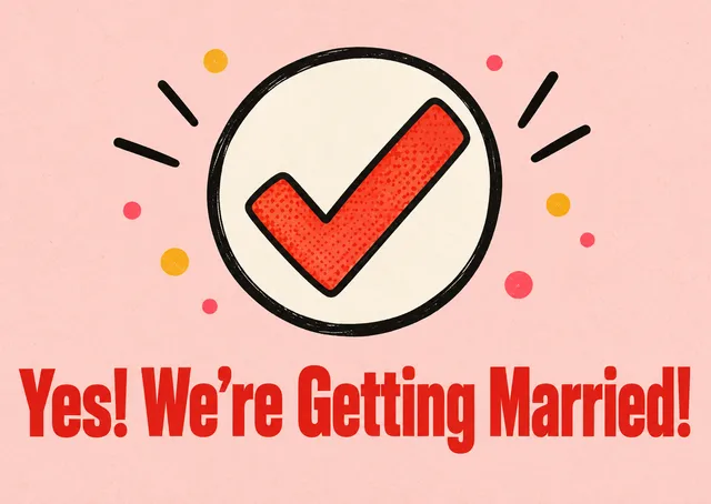 A sweet and silly engagement announcement card for anyone. It feels playful and warm, with an easy joke any kid will get.