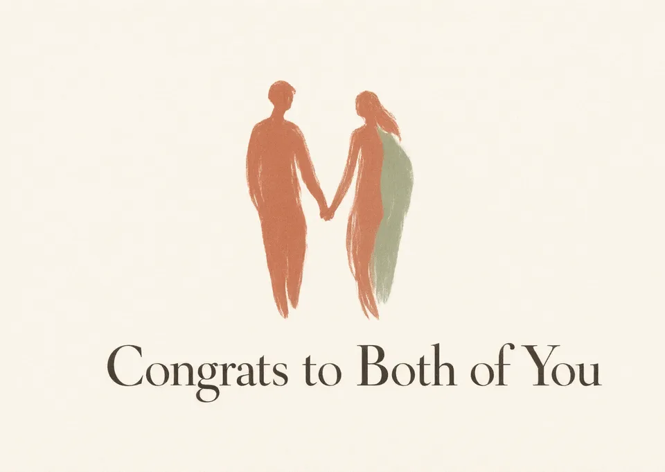 A warm and sincere engagement card for a couple, celebrating their new chapter together. Perfect for congratulating friends on their engagement or upcoming wedding.