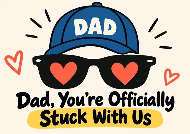 A cheerful engagement card for your dad. It feels playful, warm, and personal—perfect for celebrating the happy news together.