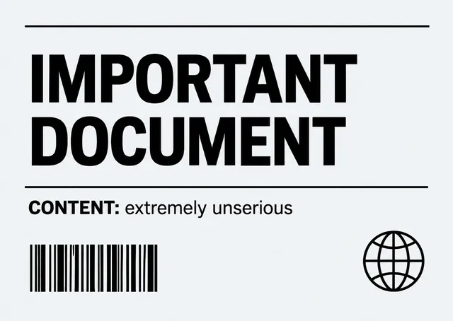 A funny card for a laugh with someone: Extremely Unserious.
