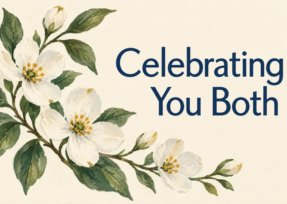 A warm and elegant anniversary card for a sibling, featuring a delicate floral branch and sincere wishes. Perfect for celebrating a special couple.