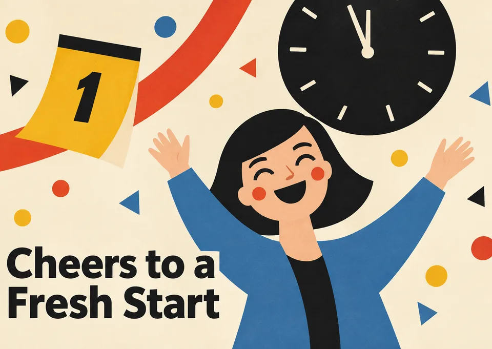 A hopeful New Year card for anyone starting a new chapter, with a bold, uplifting greeting to send cheer for the year ahead.