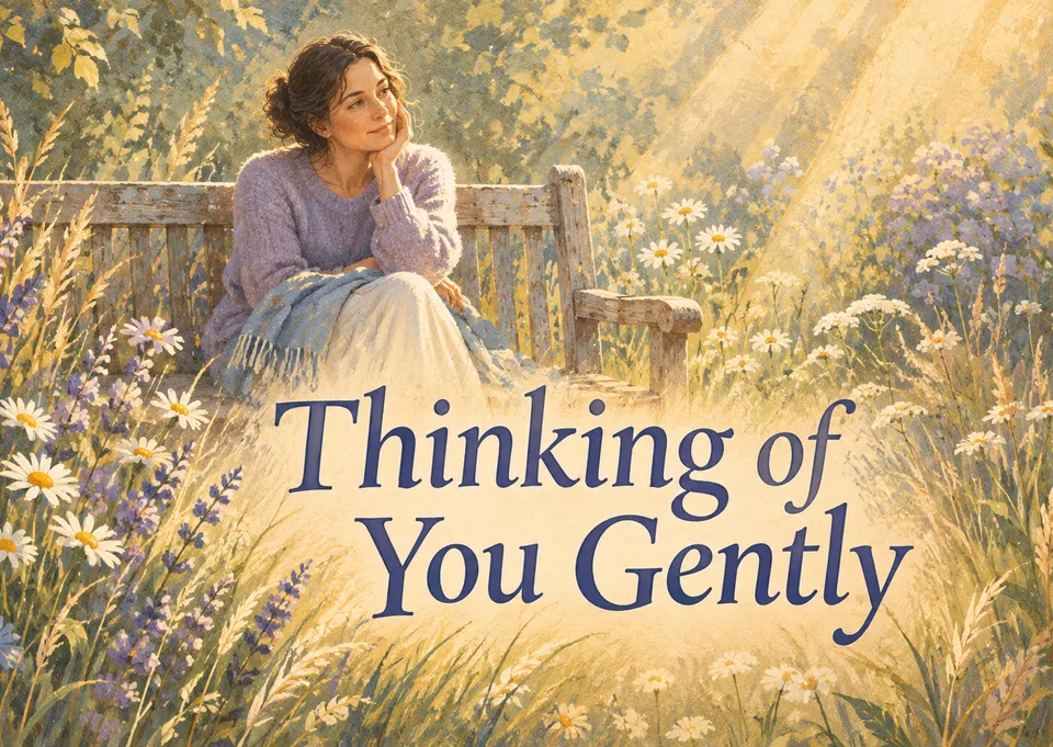 A tender sympathy card for anyone grieving a loss. It offers quiet comfort with a sunlit garden scene and a message of gentle remembrance.