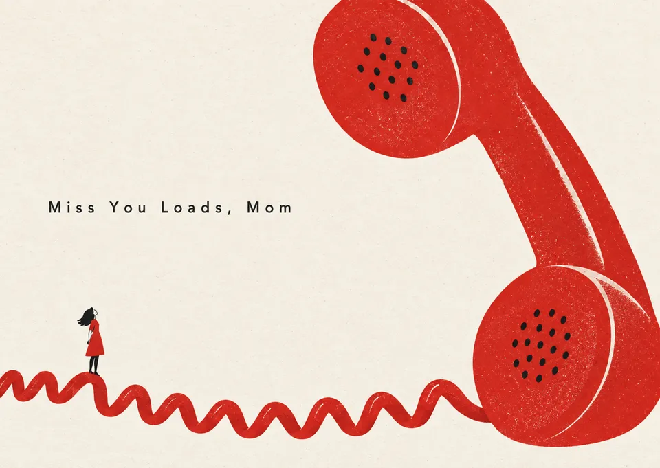 A warm, playful card for Mom to say you miss her. It uses a funny, exaggerated scale to show the distance between you.