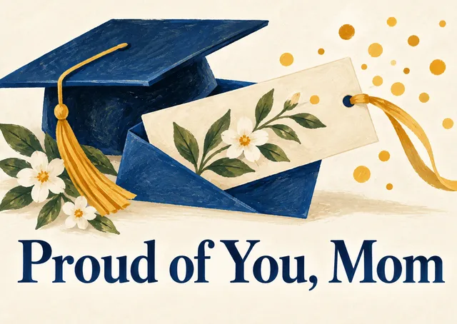 A warm graduation party invitation for mom, with a proud, heartfelt message. Simple and elegant, perfect for sending love and celebrating together.