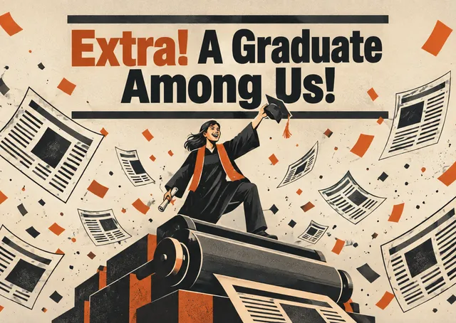 A bold graduation party invitation for a sibling, with an epic, over-the-top and celebratory feel. Use it to announce a big achievement in style.