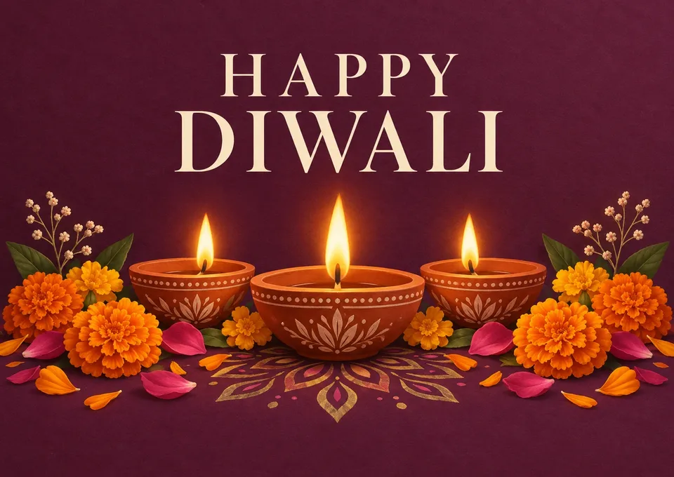 Una tarjeta atenta para una celebración de temporada: “Happy Diwali”.
