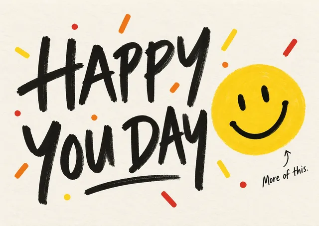 Una tarjeta festiva para su cumpleaños: Happy You Day.