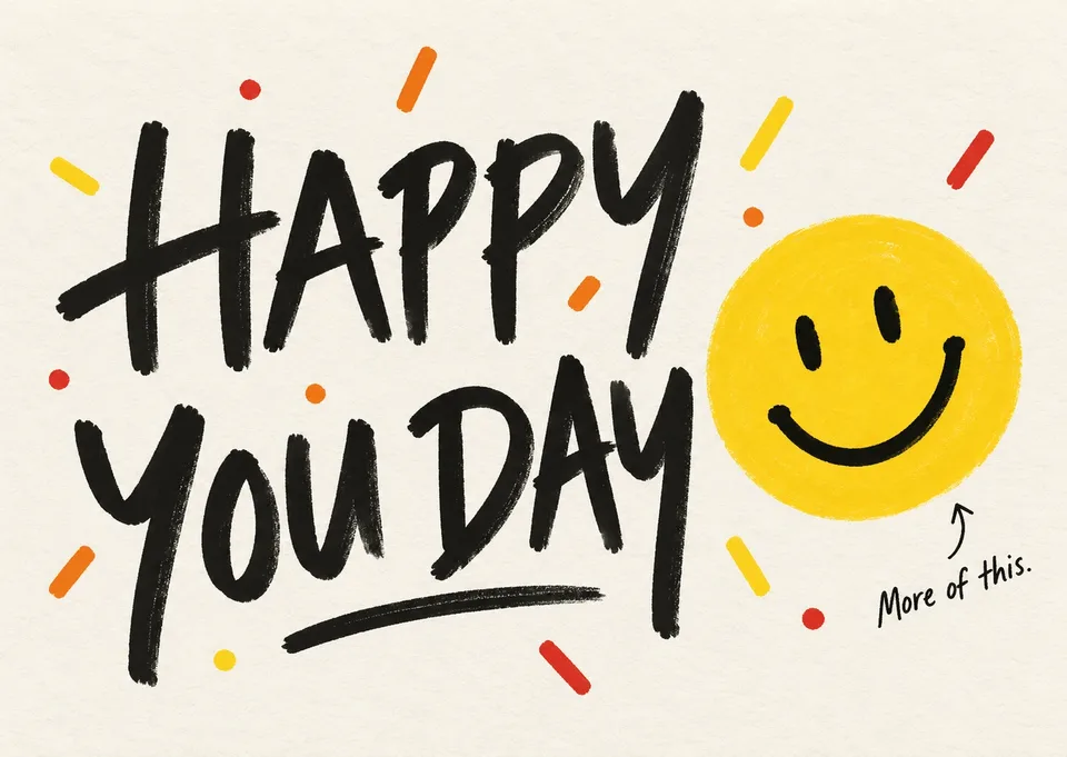 A celebratory card for their birthday: Happy You Day.