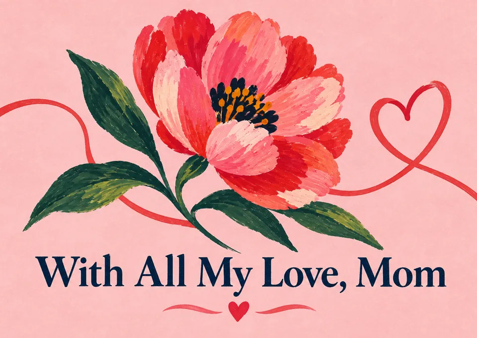A warm and sincere Valentine's Day card for mom, featuring an elegant floral design that feels both personal and timeless.