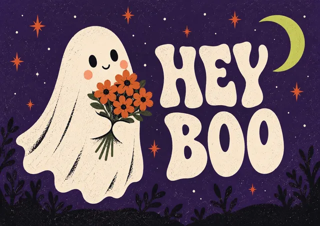 A playful card for a seasonal celebration: Hey Boo.