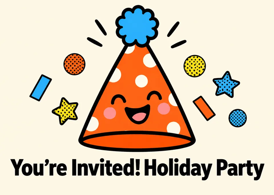 A sweet, silly holiday party invitation for anyone. Send it when you want a gentle “you’re invited” feeling with a playful holiday vibe.