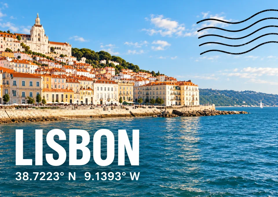 A warm card for trips and travel memories: Lisbon, With Love.
