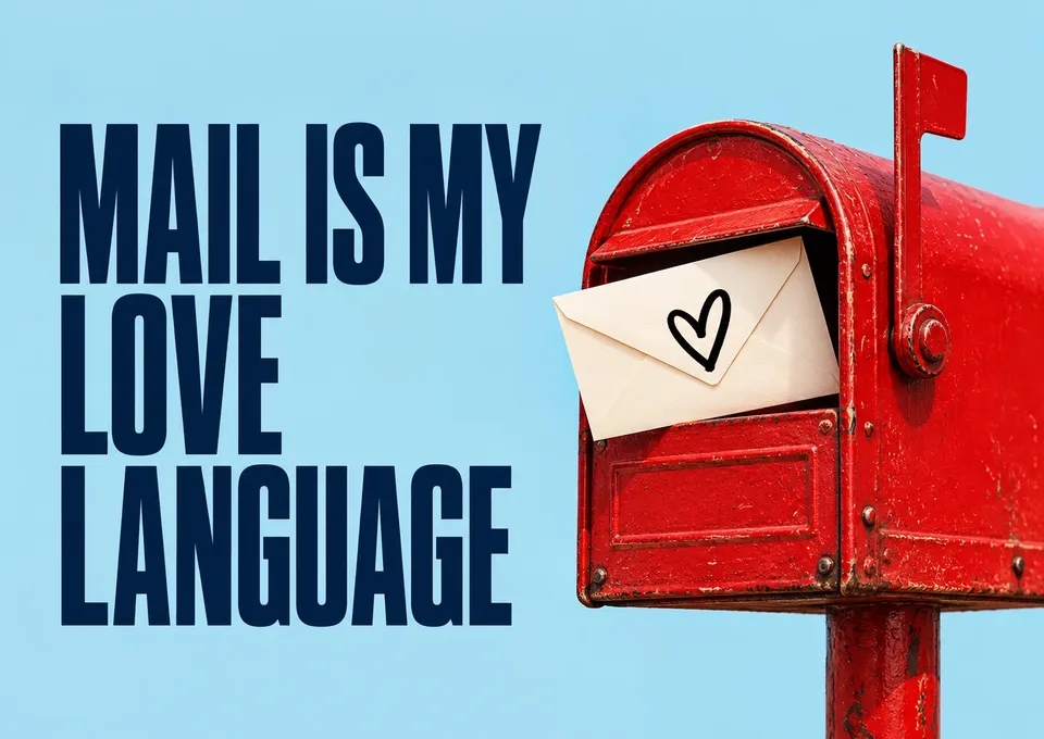 A funny card for a laugh with someone: Mail Is My Love Language.
