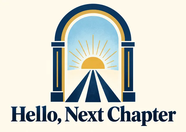 A welcoming congratulations card for someone starting a new chapter, with a road leading straight into the sunrise.