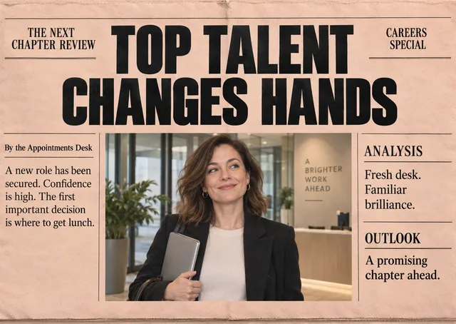 A funny new job card for an adult friend or colleague starting a fresh role. It shows them as the headline story of a mock business newspaper, so the news is celebrated with a grin.