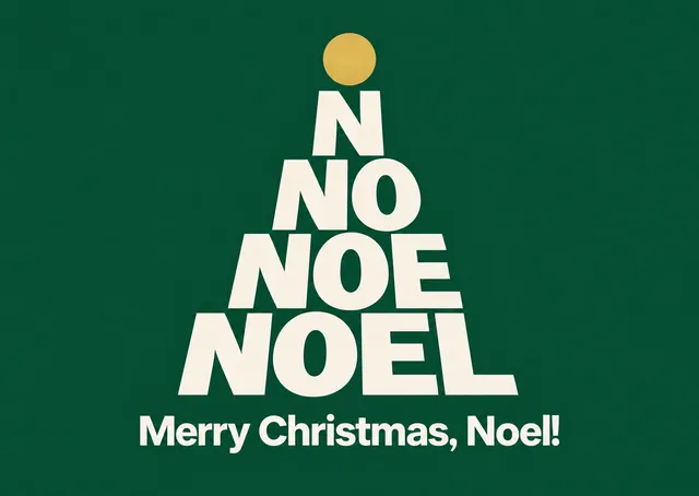 A classic Christmas card for children, family or friends on your list. The word NOEL stacks into a bold triangular tree with a gold star, for a simple, elegant holiday hello.