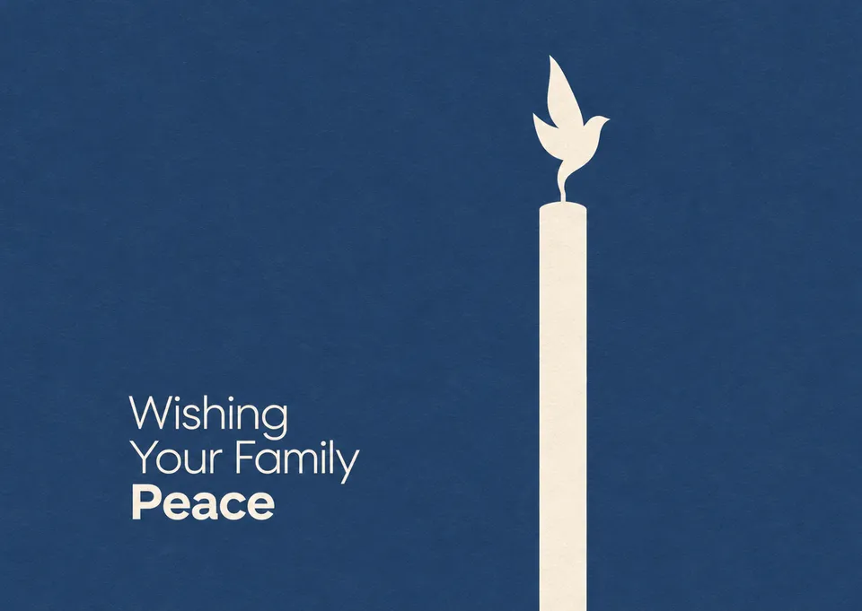 A tender, spare christening card for a coworker to send marking a child's baptism. Its elegant design offers a quiet message of peace and celebration.