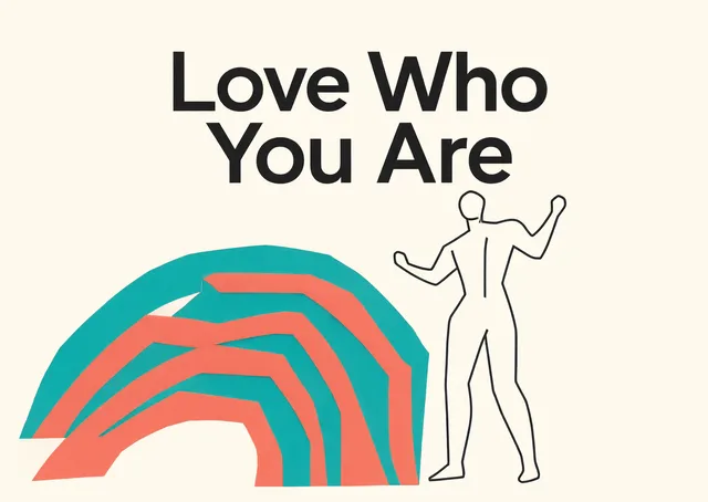 A warm and celebratory pride card for anyone, encouraging self-acceptance and joy with a simple, inclusive message.