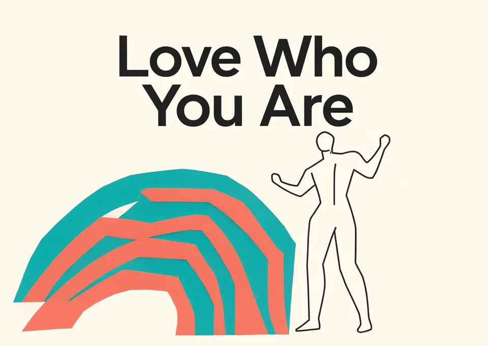 A warm and celebratory pride card for anyone, encouraging self-acceptance and joy with a simple, inclusive message.