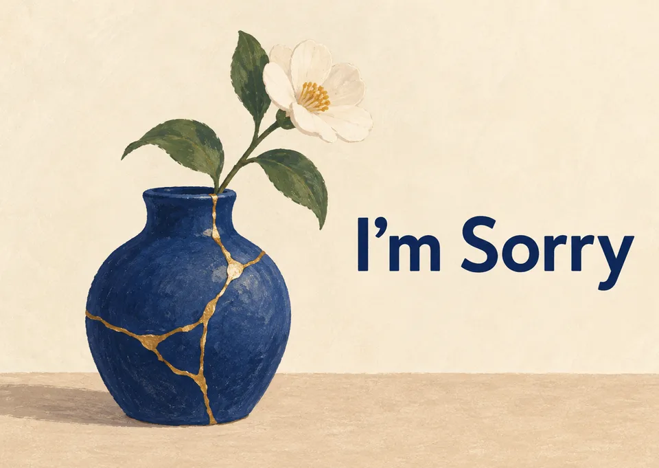 A sincere and quiet card for someone close when you need to offer a heartfelt apology. This simple design conveys a message of healing and genuine reflection.