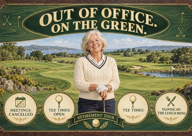 A funny retirement card for a golf-loving friend or colleague heading off the clock. Add their photo so they can play one last round in style.