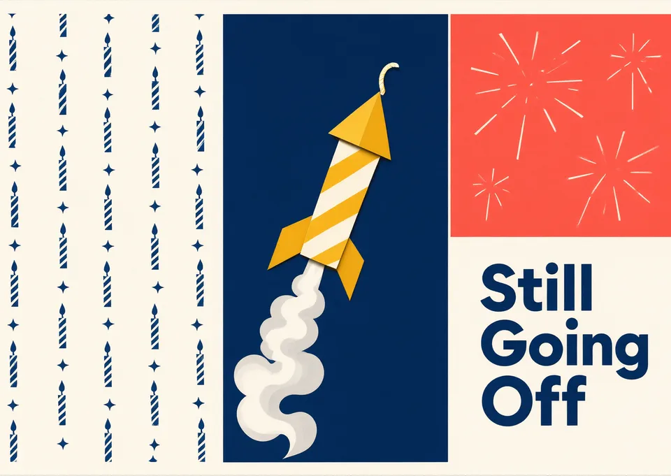 A witty birthday card for anyone celebrating a milestone, with a bold rocket design and a playful message. Perfect for those who are still full of life and ready for anything.
