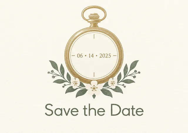 Eine liebevolle, elegante Save-the-Date-Karte für ein Großelternteil. Das reduzierte, zurückhaltende Design hält einen stillen Moment der Vorfreude auf eure Hochzeit fest.