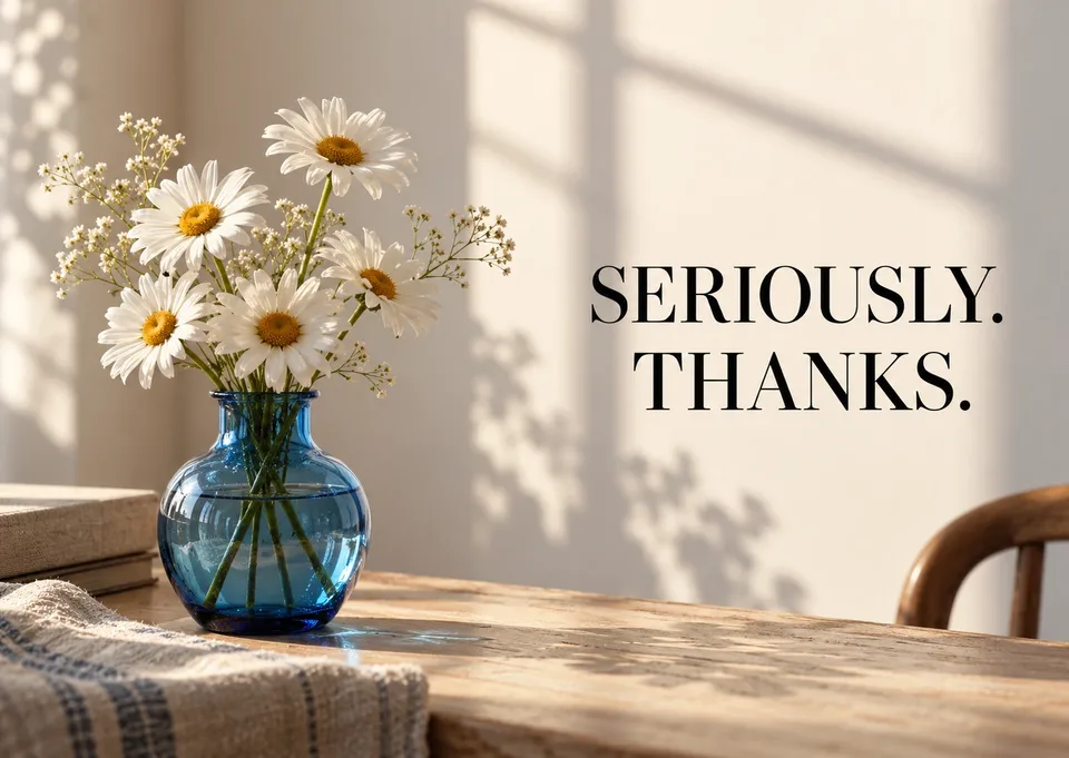A warm card for a thank-you: Seriously. Thanks..