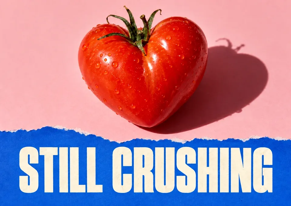 A warm card for love and anniversaries: Still Crushing.
