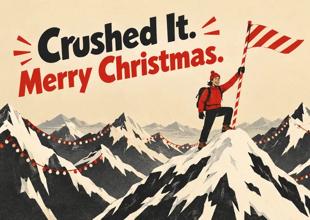 A cool Christmas card for a coworker, celebrating the year's wins with swagger. Perfect for acknowledging achievements and wishing a happy holiday.
