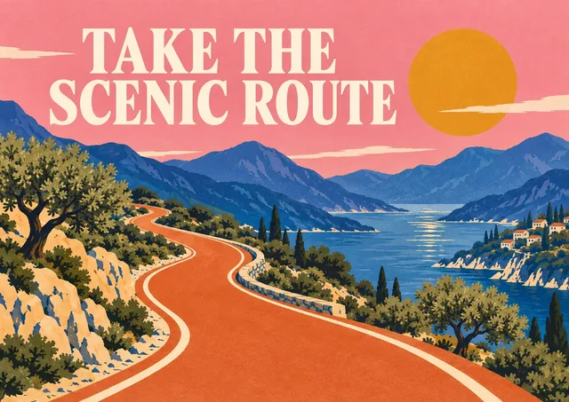 A little reminder to take the longer road and enjoy the view.