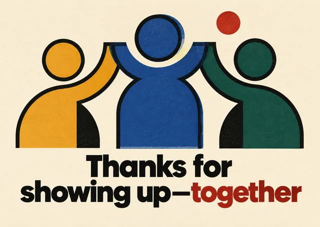 A bold, cheerful Christmas thank-you for coworkers or a whole team, celebrating everyone who showed up for each other this year.